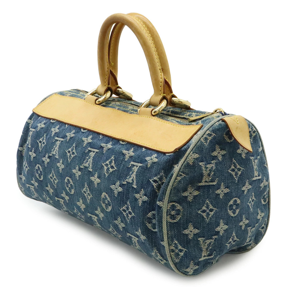 Louis Vuitton Blue Boston Monogram Denim Handbag Neo Speedy Bag Blue